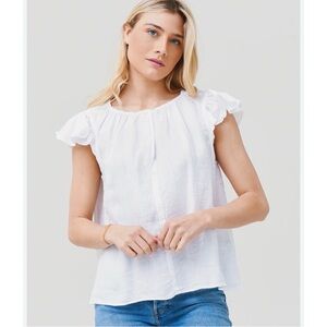 Velvet by Spencer & Graham Irene linen flutter short sleeve top white XS